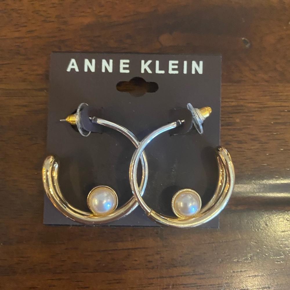 Anne Klein Gold, sliver and Pearl Earrings